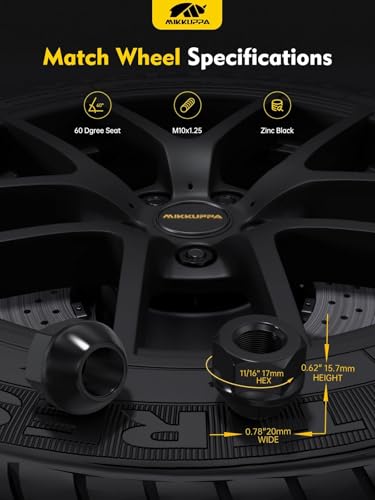 Image of MIKKUPPA M10x1.25 ATV Lug Nuts, Black Open End Conical Bulge Seat Lug Nuts | 16PCS 17mm Hex, Replacement for Polaris Sportsman Can-Am Commander Maverick Outlander Renegade Honda TRX Wheel