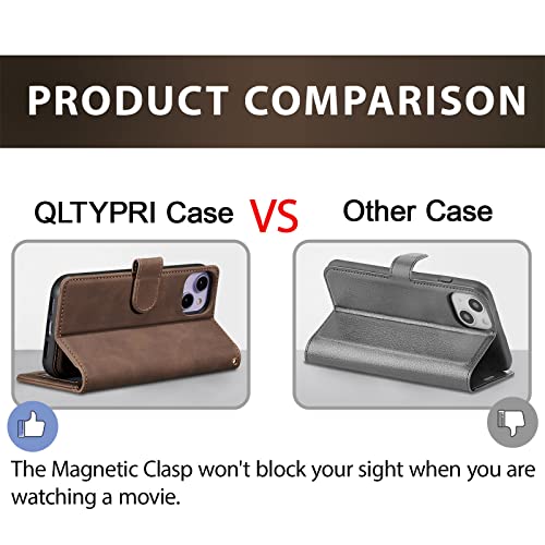 Étui iPhone 13 QLTYPRI housse détachable magnétique café