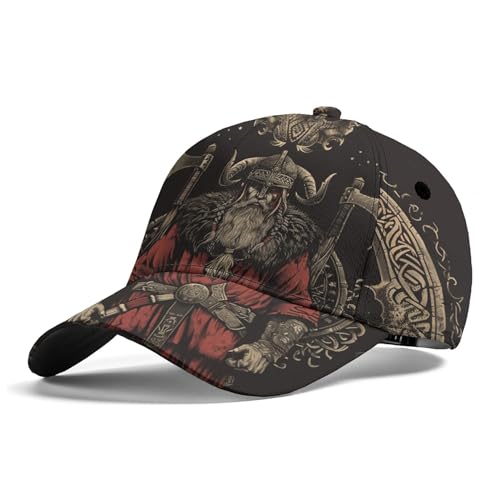 3D Printing Viking Warrior Baseball Cap Bold Graphic Lightweight Performance Hat for Men & Women Sweat Wicking Adjustable Sports Cap for Running Gym Training