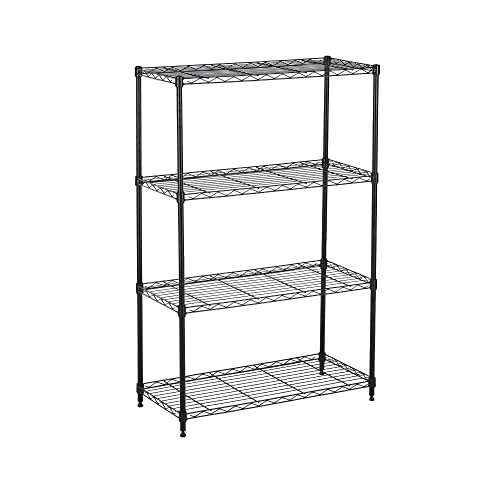 Displays By Jack 4 Tier Wire Shelving Unit Storage Rack, Metal Heavy Duty Utility Organizers, Organization Units For Products Plant Pantry, Garage, Durable Shelf Stand, Black, 14" W X 30" L X 48" H #TOP2