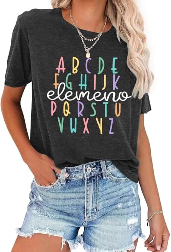 Teacher Shirts for Women ABCs Alphabet Teaching T Shirt Cute Kindergarten Teachers Gifts Graphic Tee Tops2
