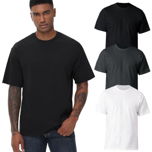 Image of KEEPSHOWING Mens Oversized Short Sleeve T-Shirts Cotton Loose Fit Tees