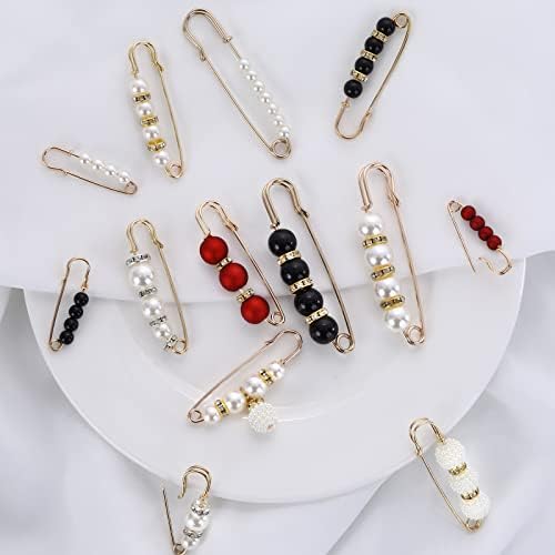 Yolev 13 Pcs Pearl Brooch Pins Sweater Shawl Clip Beautiful and Practical Rhinestone Pins for Women