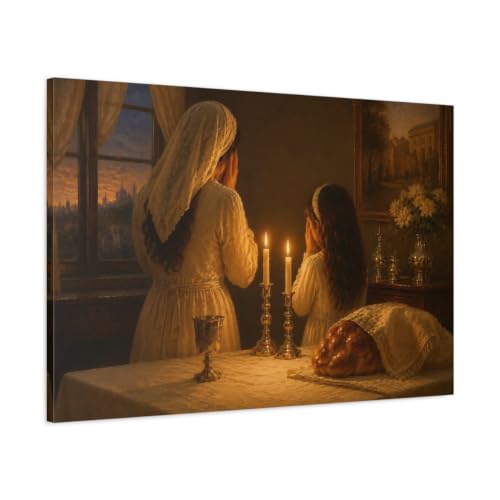 Tableau Shabbat en toile 90x60 cm decoration murale salon juif