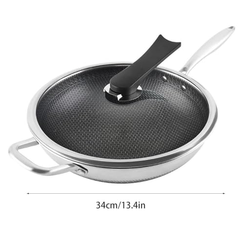 Wok de acero inoxidable con tapa, 13.4 pulg, antiadherente miniatura 6