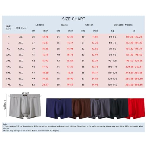 AOOPOO 6er-Pack Herren Boxershorts aus Baumwolle Größe L-7XL Unterwäsche Unterhose Übergröße Senioren Herren Boxer Slip Mittelalter und Ältere Menschen Männer Hohe Taille Atmungsaktive Boxer Shorts