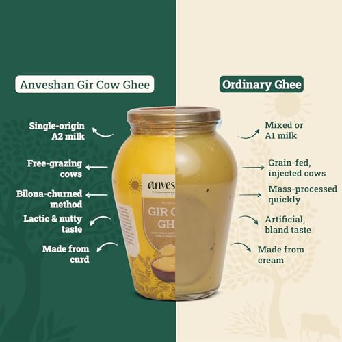 Image of Anveshan A2 Gir Cow Ghee Bilona Method 1Liter, Traditional Bilona Method, Cultured, Immunity Booster, Pure, Natural, Healthy, Fresh, Lactose And Gluten Free