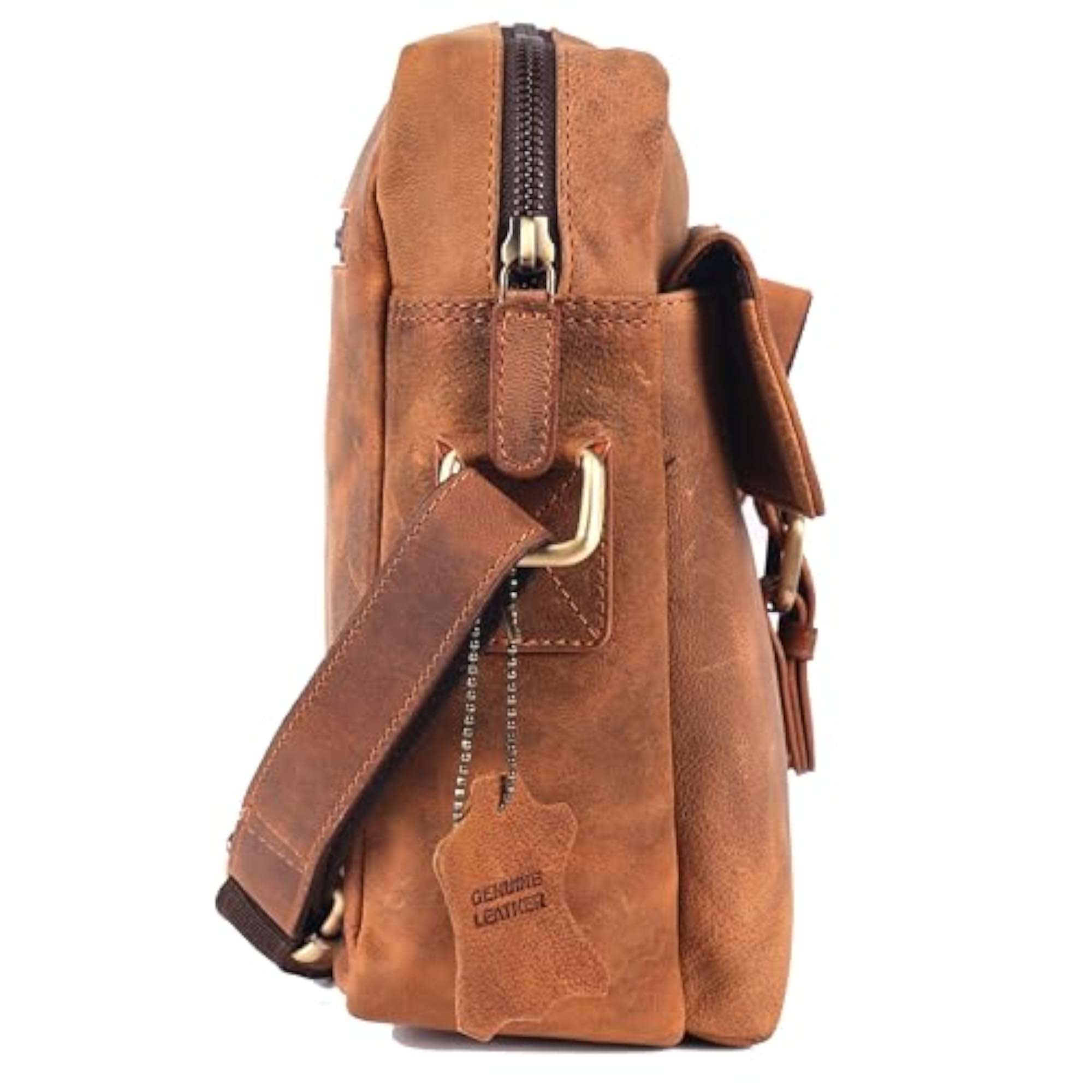 Crossbody Genuine Leather Sling Bag for Men, Tan