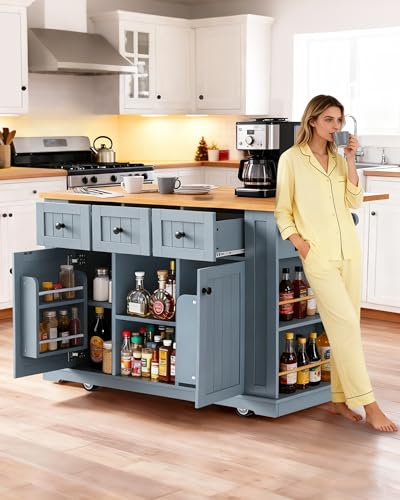 Kacvtuy 53'' Rolling Kitchen Island
