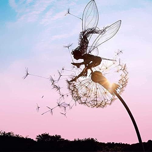 CONSUNDYTT Fairies And Dandelions Dance Together Yard Decorations, Fairy Garden Metal Courtyard Art Statue - Indoor And Outdoor Lawn Walkway Patio Decoration, Wind Catcher Patio Decoration