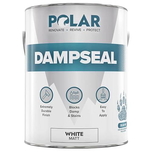 Polar Damp Seal Paint - 2.5L, White - Primer & Topcoat for Indoor Walls & Ceilings - Mould Resistant Stain Blocker Paint - Quick Drying for Wood, Plaster, Cement and Stone - Matt Finish option
