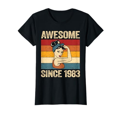 Impressionante Since 1983 presentes fantástico desde 1983 mulheres t-shirt, Preto, Female X-Small