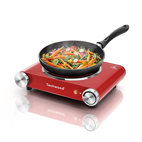 Techwood ES-3203 Hot Plate Electric Double Burner 1800W for Cooking with Adjustable Temperature & Stay Cool Handles Black Stainless Steel Compatible for All Cookwares product thumbnail 9