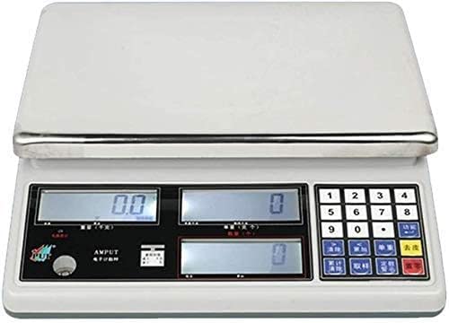Electronic Scales Portable Industrial Stainless Steel Kitchen Scale for Fruit Vegetables Aquatic Products Food Color:White,Size:20kg/0.1g (White 15kg/0.5g) (White 30kg/1g)