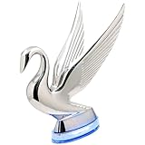 GG Grand General 47984 Chrome Swan Hood Ornament with Blue/Clear 6 LED Glow Base