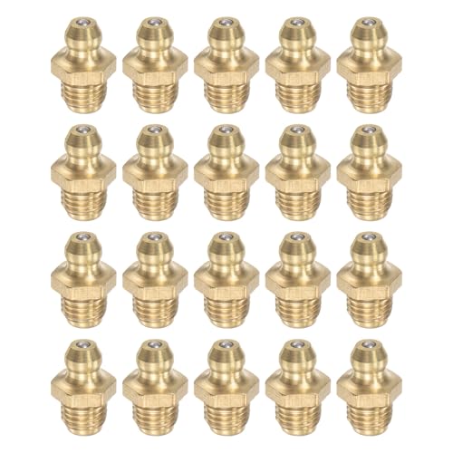 Image of uxcell Brass Straight Grease Fitting Assortment 5 /16 inch-24 Thread 10mm Width Hydraulic Grease Fitting Accessories, 20Pcs