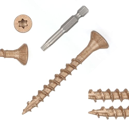 Image of Wood Screws #8 x 1-5 /8'', T25 Star Torx Drive Flat Head Deck Screws, Brown, 154Pcs (1lb)
