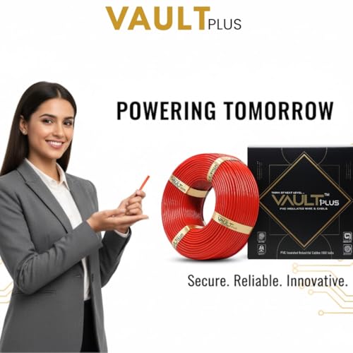 Image of VAULTPlus Red 4MM 90 MTR CCA Copper Electrical Wire | Conductivity Cable for Home & Industrial Wiring