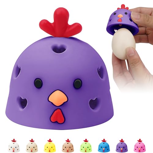 Egg Washer for Fresh Eggs, Egg Scrubber for Fresh Eggs, Egg Brush for Cleaning Fresh Eggs, Egg Cleaner Scrubber, Easter Gifts Creative Chicken Shape Egg Wash Brush Silicone Washing Egg Tool - Purple