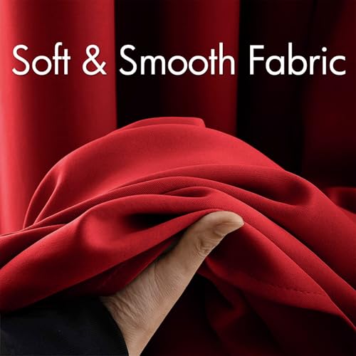 MIULEE Christmas Blackout Curtains Room Darkening Thermal Insulated Drapes Solid Window Treatment Set Grommet Top Light Blocking Curtain for Living Room/Bedroom 2 Panels 42x63 inch, Red