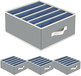 Homsorout Wardrobe Organiser Clothes Storage Boxes - 2 Pack of Widened Trousers Closet Organizer Dividers Collapsible Storage Boxes Large Cabinet Cupboard Organisers for Jeans, Shirts, Sweater, Shoes
