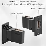 QIANRENON Prostokątny panel 4K HDMI 90° kątowy adapter łącznik HDMI 2.0 żeński do żeńskiego montażu grodziowego złącze kątowe gniazdo wyświetlacza HD, montowana ściana biurkowa, do monitora HDTV PC