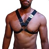 Flexible y cómodo OGBWorld ARNÉS DE PECHO HOMBRE Diseño en X - Ajustable con correas de Nylon y Spandex Negro - (N2XN)