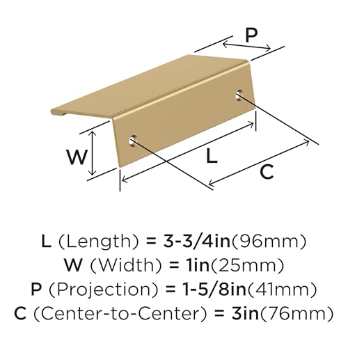 Image of Amerock Edge Pulls 3 inch (76mm) Center-to-Center Champagne Bronze Cabinet Edge Pull - 25 Pack