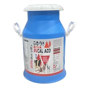 RVCAL-AD3, Calcium for Cow 20LTR MILKCAN Steel Handle, Buffalo, Goat, Sheep, Horse, cat, Dog, Pig, Milk Enhancer for Diary Animals, Vitamins and Minerals,Calcium Veterinary,Chelated Feed Supplement,