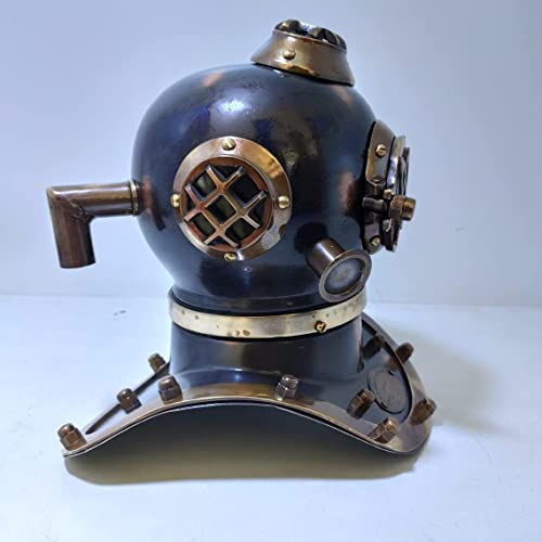 Antique Mini Scuba Diving Helmet Vintage Marine Desk Decorative Divers Helmet (Black Antique)
