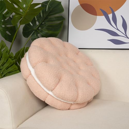 GOUTO Round Throw Pillow Plush Cookie Floor Cushion Biscuit Thick Seat Cushion Round Floor Pillow Yoga Meditation Pad, Pink 14