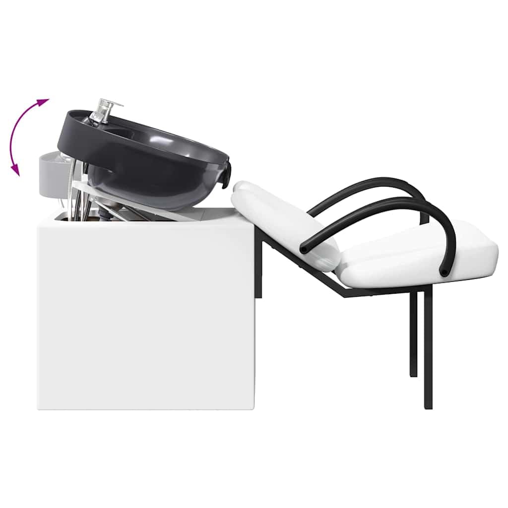 vidaXL Silla de Shampoo Manual y Negro 136 x 60 x 92 cm PVC, Silla de Shampoo Ajustable, Asiento Moderno, cómodo para estilistas, diseño Minimalista