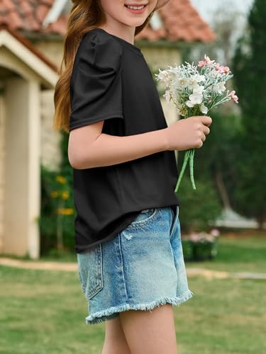 Image of Imily Bela Kids Girls Puff Short Sleeve T Shirts 5-14 Years | Summer, Casual, Crewneck, Fashion Tops