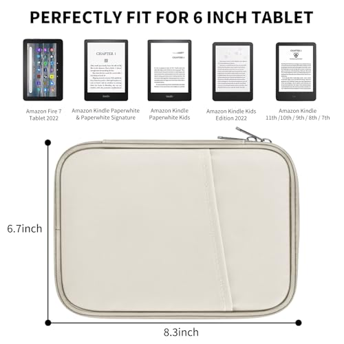 Image of HoYiXi Universal Sleeve Bag for 6 inch,6.8 inch,7 inch Kindle Paperwhite /Colorsoft 2024-2012 Compatible with 6 inch-6.8 inch All-New Kindle /Kobo /Tolino /Sony,6 inch EReader with Anti-Drop Protective Cover,White