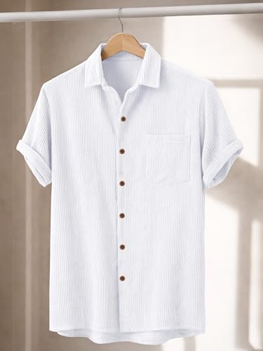 Image of Noble Monk Men's Polyester Regular Fit Solid Casual Shirt |Half Sleeve | |Stylish Shirt