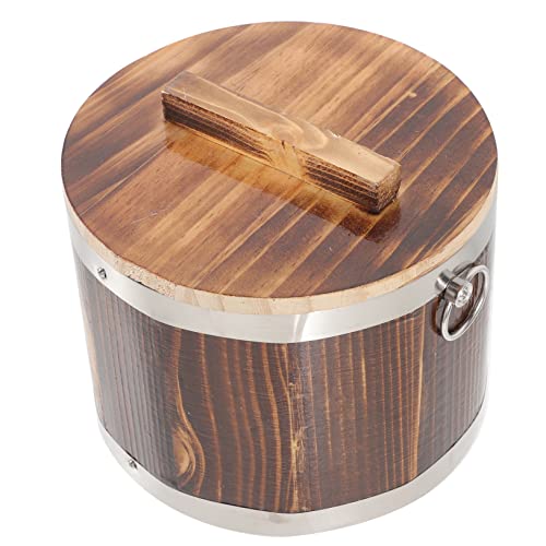 Cabilock Cubo de Arroz para Sushi de Madera Tapa Barril de Almacenamiento Organizador de Arroz Cocido Diseño Redondo para Cocinas 1