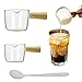 ANTHYTA 2 Stück Schnapsgläser Glas Milchpfanne 100ml/50ml Snackschalen Transparent Dipschalen Milchkännchen Measuring Triple Pitcher Schnapsglas mit Holzgriff Milchbecher für Milch Kaffee Sauce
