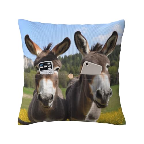 Image of kkvhhyuo Cute Donkeys Throw Pillow Covers 16"x16"