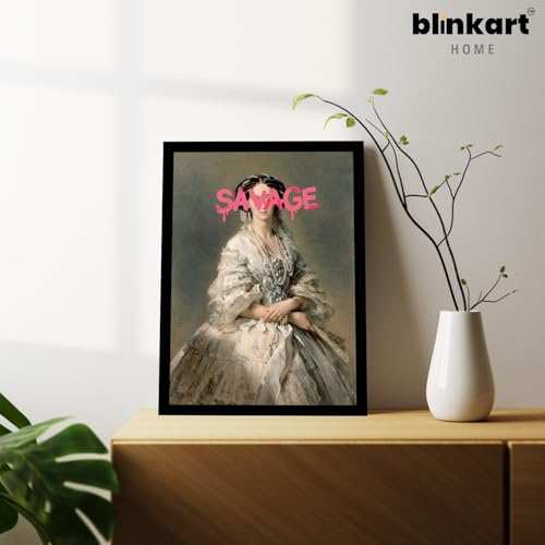 Image of BLINKART Framed Photo - Savage | Altered Art Theme | Motivational & Inspirational Wall Art Poster for Home, Bedroom, Living Room, Office, Hotel & Gifting - 12x8 Inch