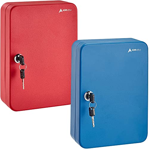 Adiroffice Key Steel Security Storage Holder Cabinet Valet Lock Box (48 Keys, Red) Key Steel Security Storage Holder Cabinet Valet Lock Box (48 Keys, Blue) Bundle #TOP20