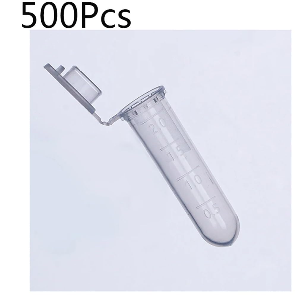 Lot de 500 mini tubes à centrifuger en plastique de 2 ml, avec bouchon à pression et échelle