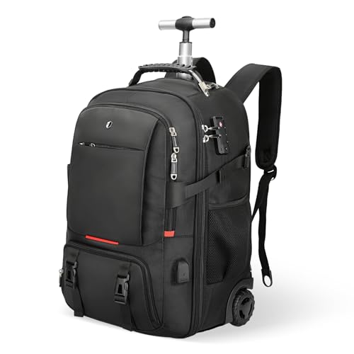 Travel Vacuum Backpack with Wheels for Men, Rolling Vacpack Backpack with Vacuum System 50L Laptop Backpack with Anti-Theft Back Pack Carry on Luggage, Business and Commuting Bags for Women (C)