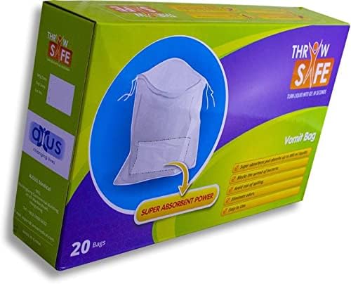 Vomit Bags With Super Absorbent Powder-(500ml)-White (Changes Liquids into Solid in Seconds) - Pack of 20 bags