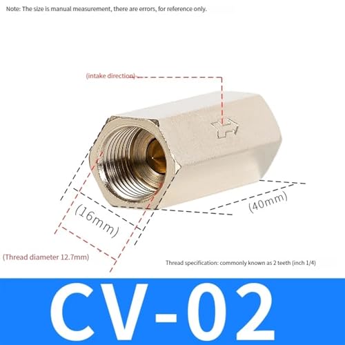 Válvula de retención de latón CV-02 con rosca interna para sistemas neumáticos de aire 2