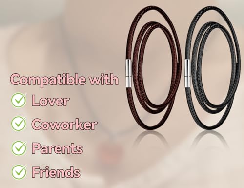 KAPSING 2 Stück Halskette,ohne Anhänger Wachs Lederkette,Halsband Kette,Polyester Kordelkette mit Verschluss,Männer lederhalsband,für Frauen,Jungen,Mädchen(700 * 3 mm,schwarz und braun)