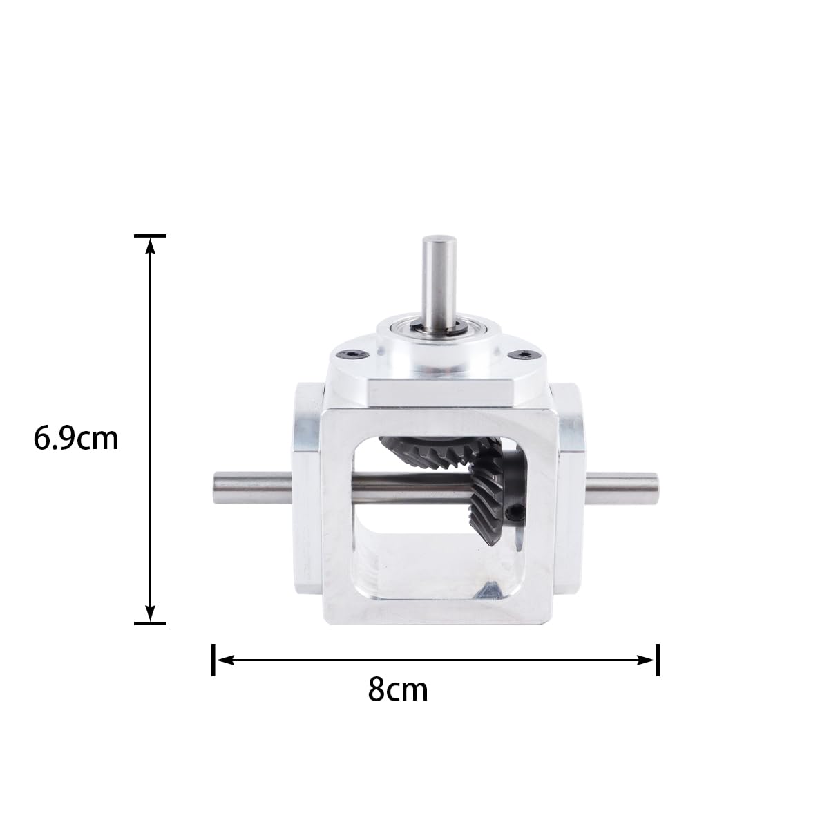Qury Rechtwinkliges Getriebe, 1: 1 Vordere Doppelabtriebswelle, Aluminiumrahmen Einfaches Mechanisches DIY-Modul Mit 6mm Welle
