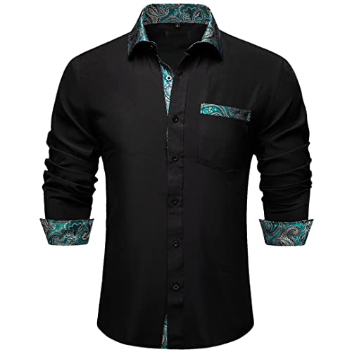 Chemise noire décontractée pour homme à motif cachemire chic