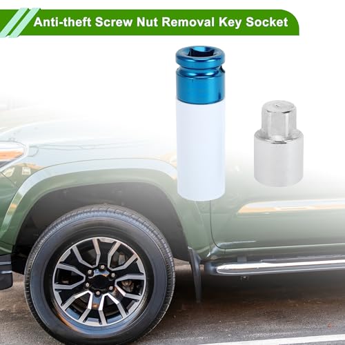 Image of Wheel Lock Lugnut with Adapter for Toyota Wear-resistant Anti-theft Screw Nut Removal Key Socket Type F 1Set