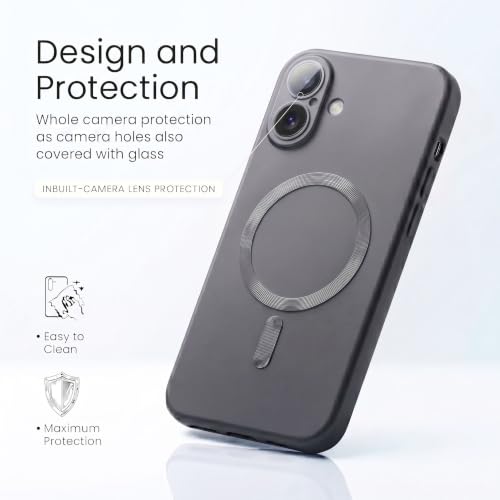 Image of amazon basics Premium Mag-Safe Case for iPhone 16 Plus | Shockproof & Anti-Scratch Cover | Soft Silicone with Wireless Charging | Camera Lens Guard - Blue