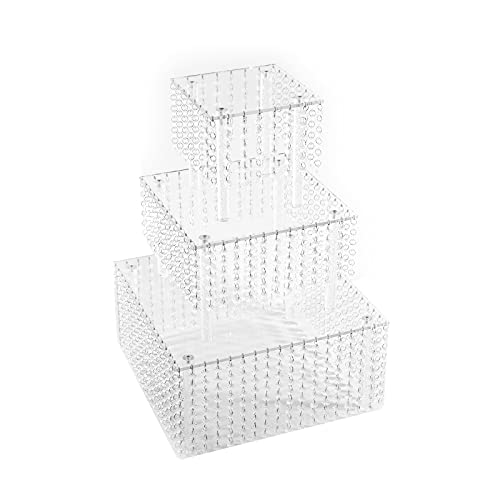 Tårtställningar serveringsfat för frukt, 3 Tier Cupcake Stativ, Torn Rack Med Kristall Pärlor Eftermiddag Te Fruktplatta Står För Bröllop Scen Rekvisita Showroom Decor Tårtfat Dekorations(Size:H:60cm)